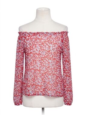 NEW CHARLIE B printed off shoulder blouse in dixie